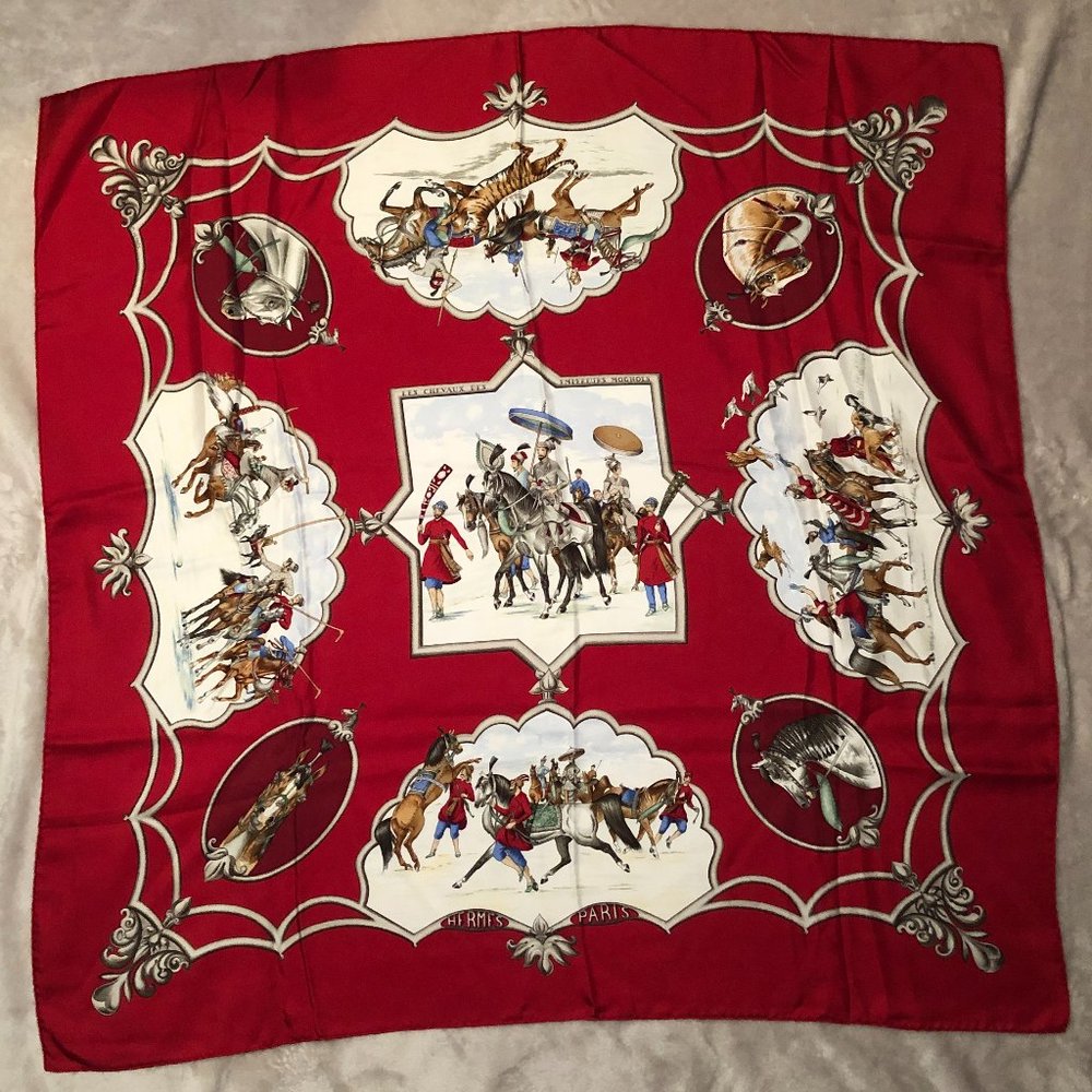 Hermès Silk Scarf with Horse Print
